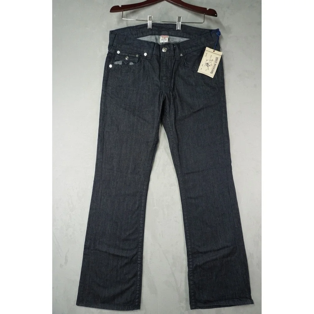 NWT True Religion Bootcut Jeans Mens 36x34‎ Dark Wash Made in USA Horseshoe Logo